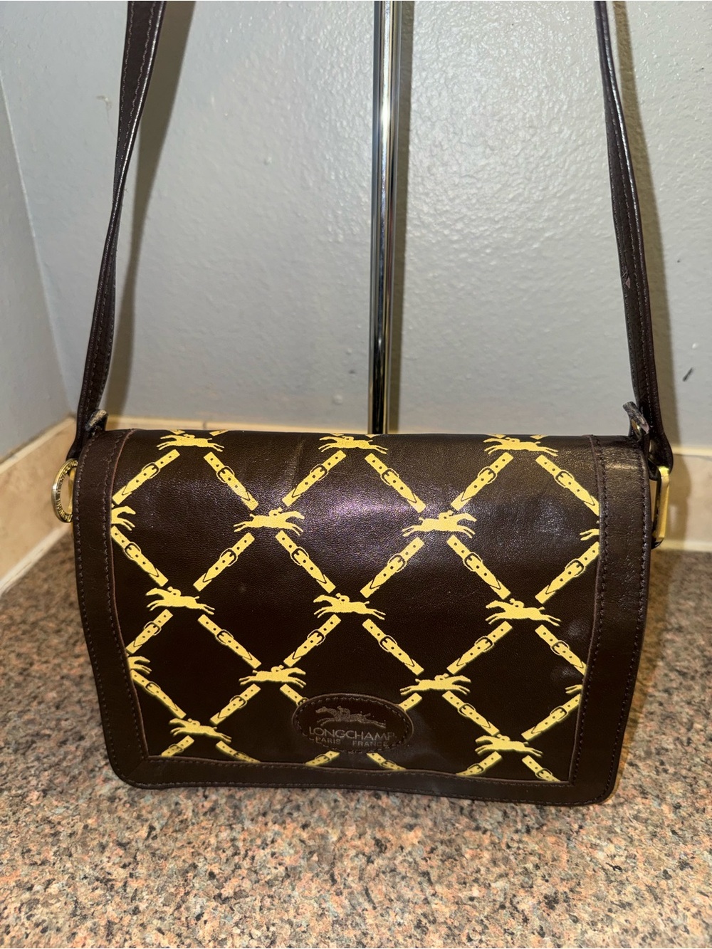Longchamp Brown leather Crossbody Bag EUC